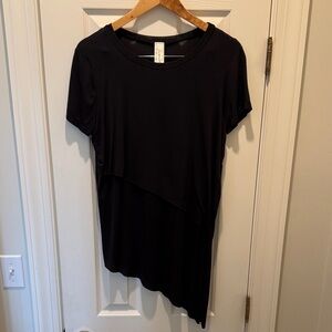 Love in Black Asymmetrical Short Sleeve Top